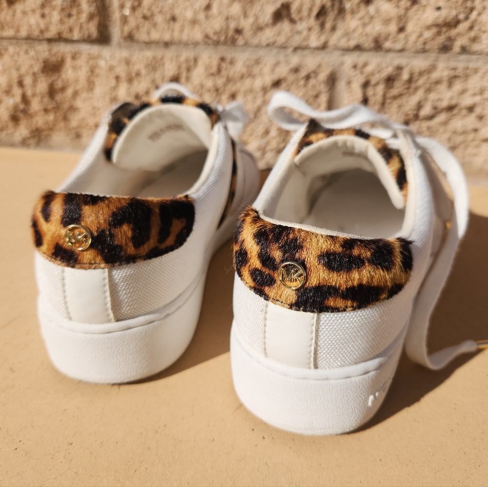 Michael Kors White and Leopard Sneakers